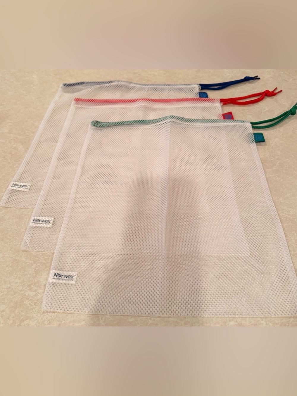 Norwex Mesh reusable produce Bags - Set of 3 with Colored Trim